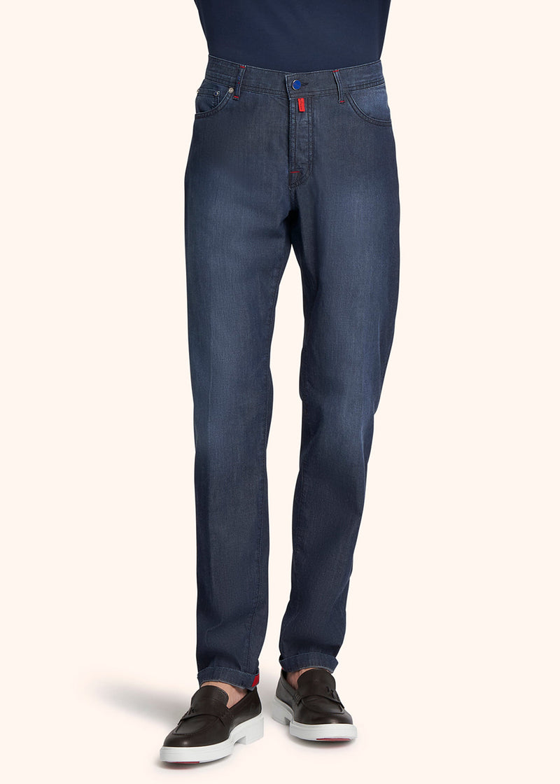 Kiton indigo trousers for man, in cotton 2