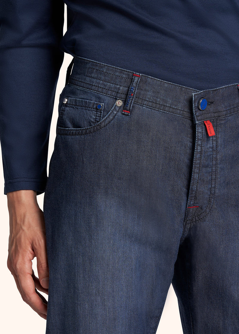 Kiton indigo trousers for man, in cotton 4