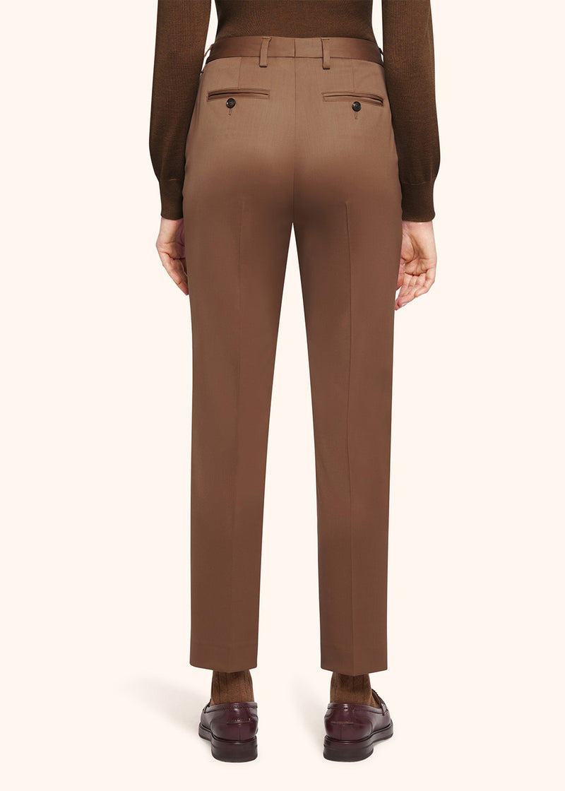 Kiton leather trousers for woman, in virgin wool 3