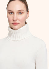 Kiton optical white jersey high neck for woman, in cashmere 4