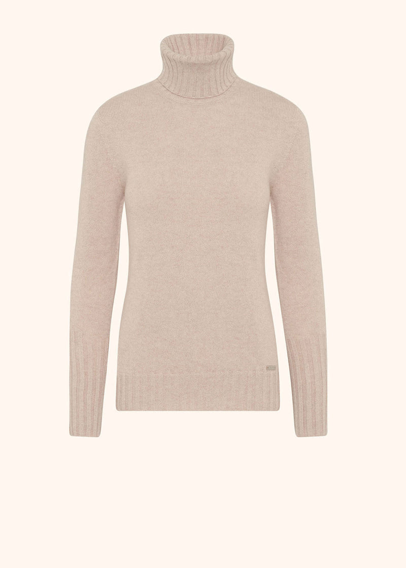 Kiton light beige jersey high neck for woman, in cashmere 1