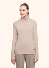 Kiton light beige jersey high neck for woman, in cashmere 2