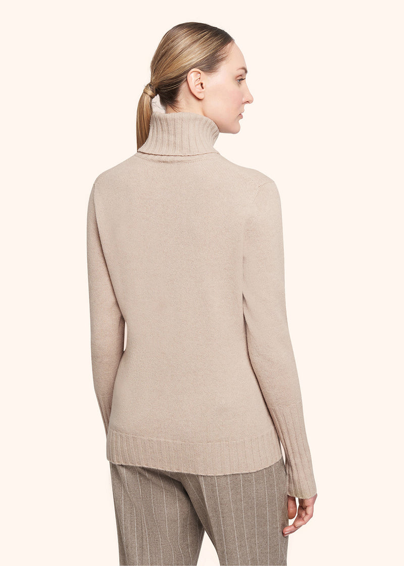 Kiton light beige jersey high neck for woman, in cashmere 3