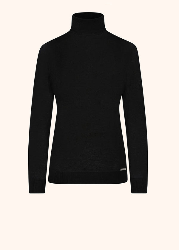 Kiton black jersey high neck for woman, in cashmere 1
