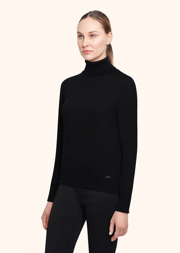 Kiton black jersey high neck for woman, in cashmere 2