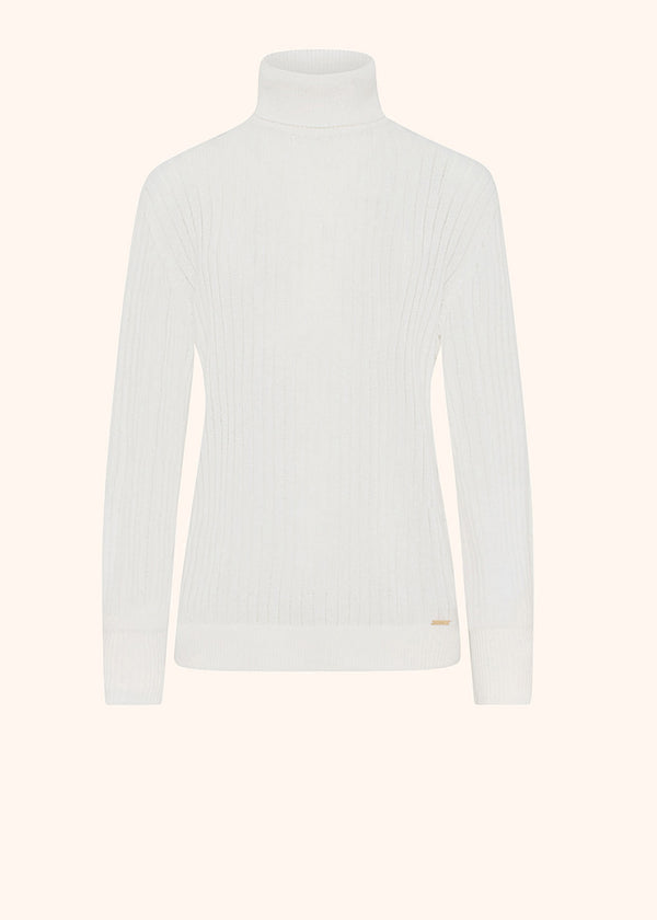 Kiton optical white jersey high neck for woman, in cashmere 1