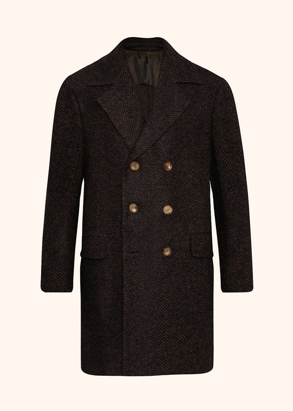 Kiton brown outdoor jacket for man, in virgin wool 1