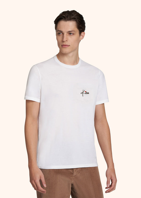 Kiton white t-shirt s/s for man, in cotton 2