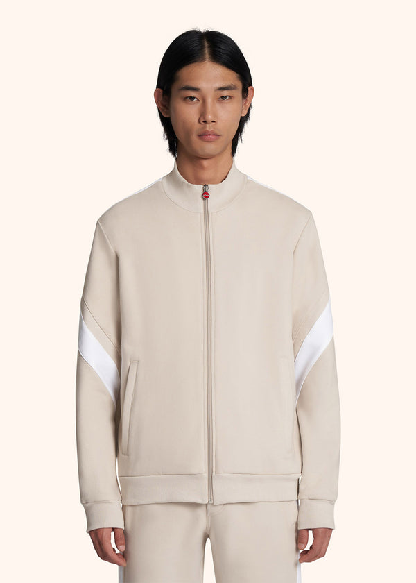 Kiton hazelnut/white blouson for man, in cotton 2