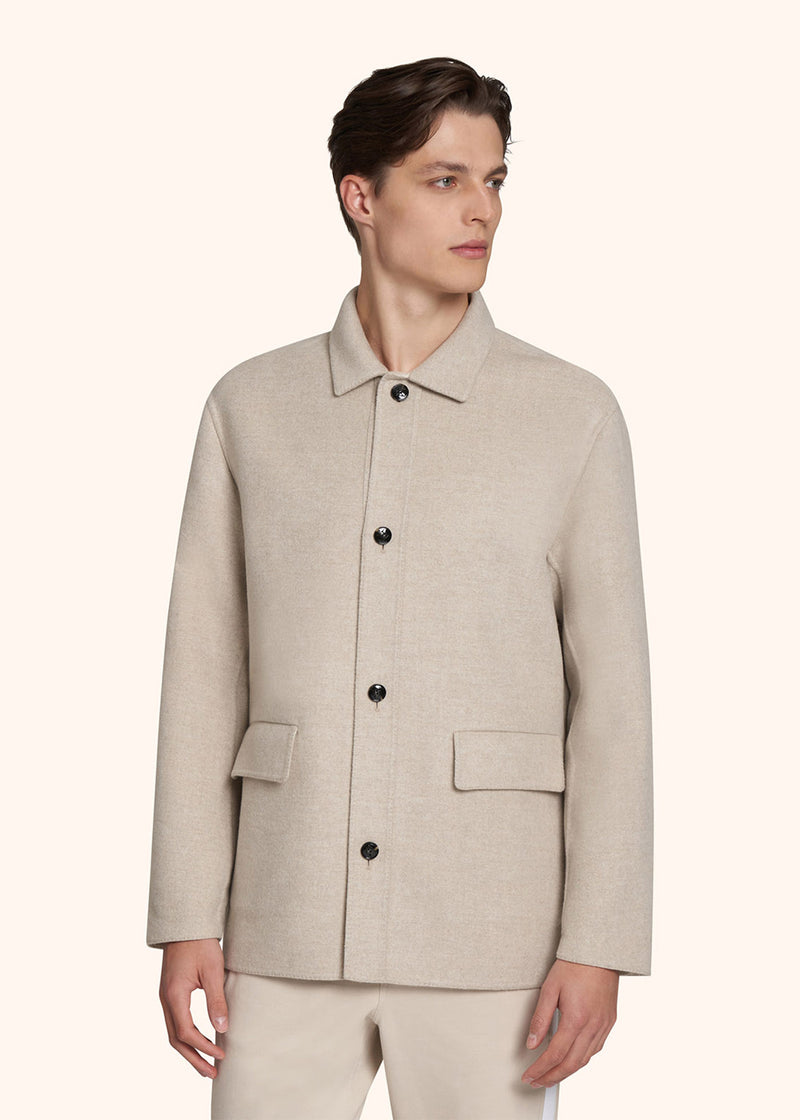 Kiton light beige outdoor jacket for man, in wool 2