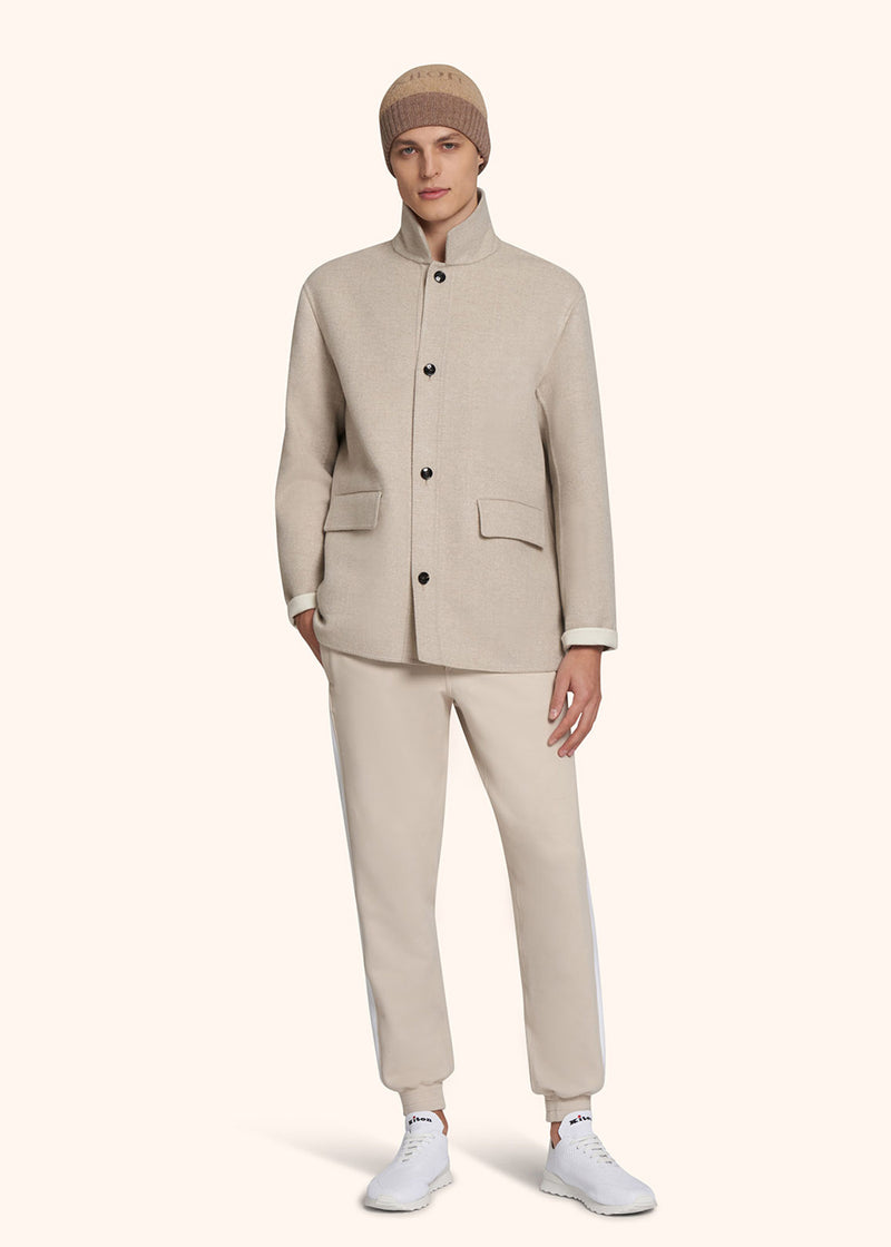 Kiton light beige outdoor jacket for man, in wool 5