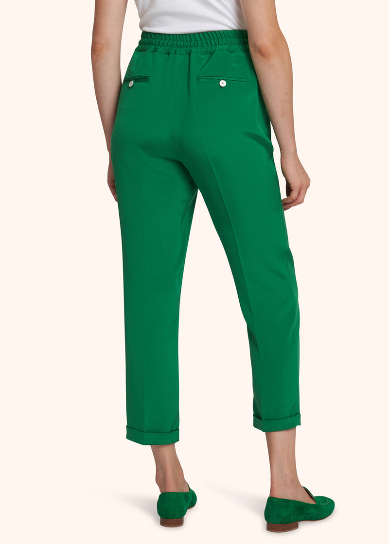 Kiton emerald green trousers for woman, in silk 3