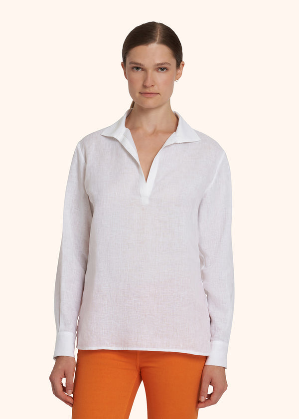 Kiton white shirt for woman, in linen 2
