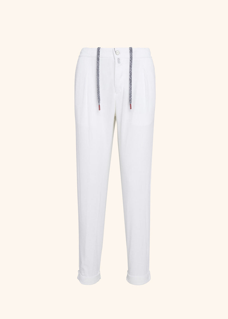 Kiton white trousers for man, in cotton 1