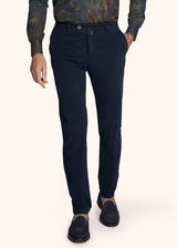 Kiton navy blue trousers for man, in cotton 2