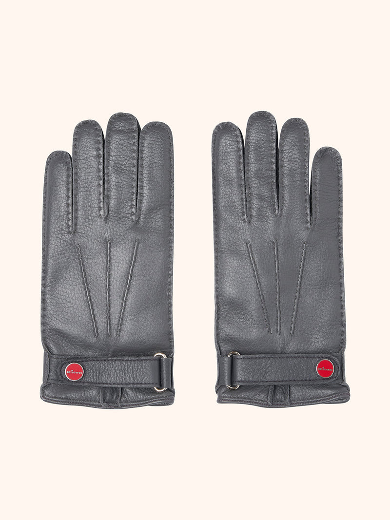 Kiton medium grey gloves for man, in deerskin 1