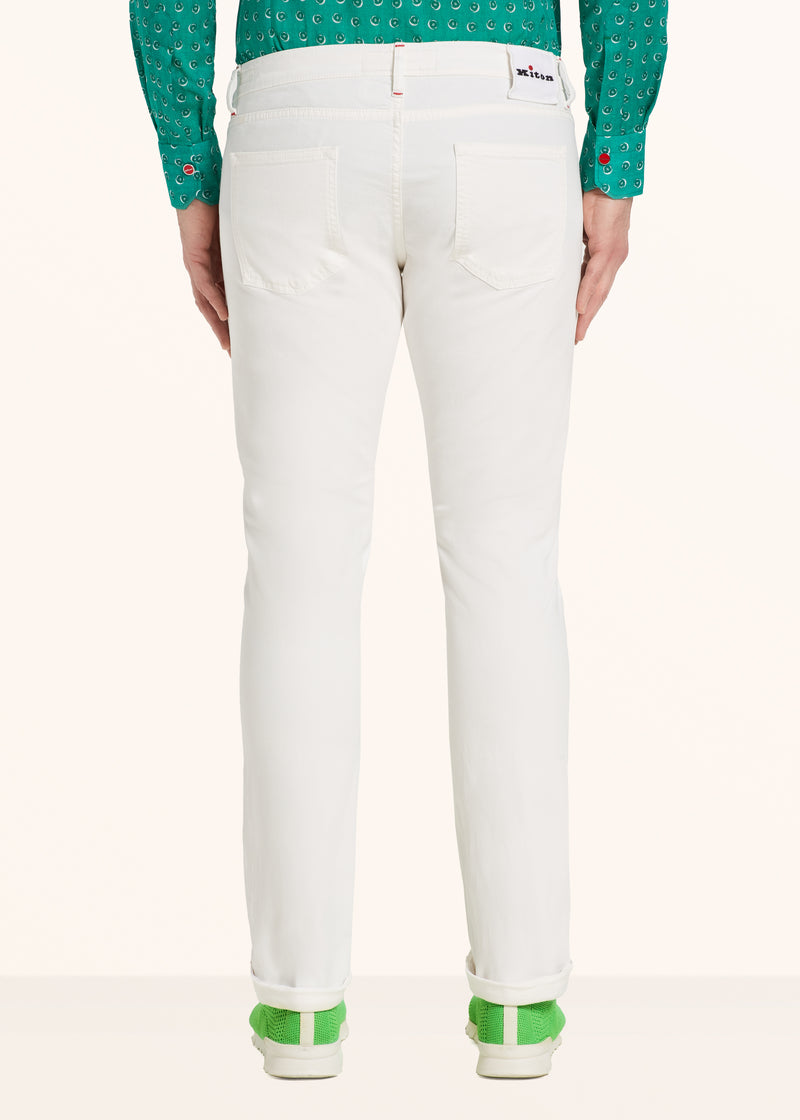 Kiton ivory trousers for man, in cotton 3