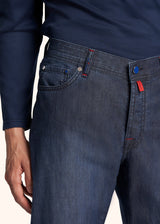 Kiton indigo trousers for man, in cotton 4