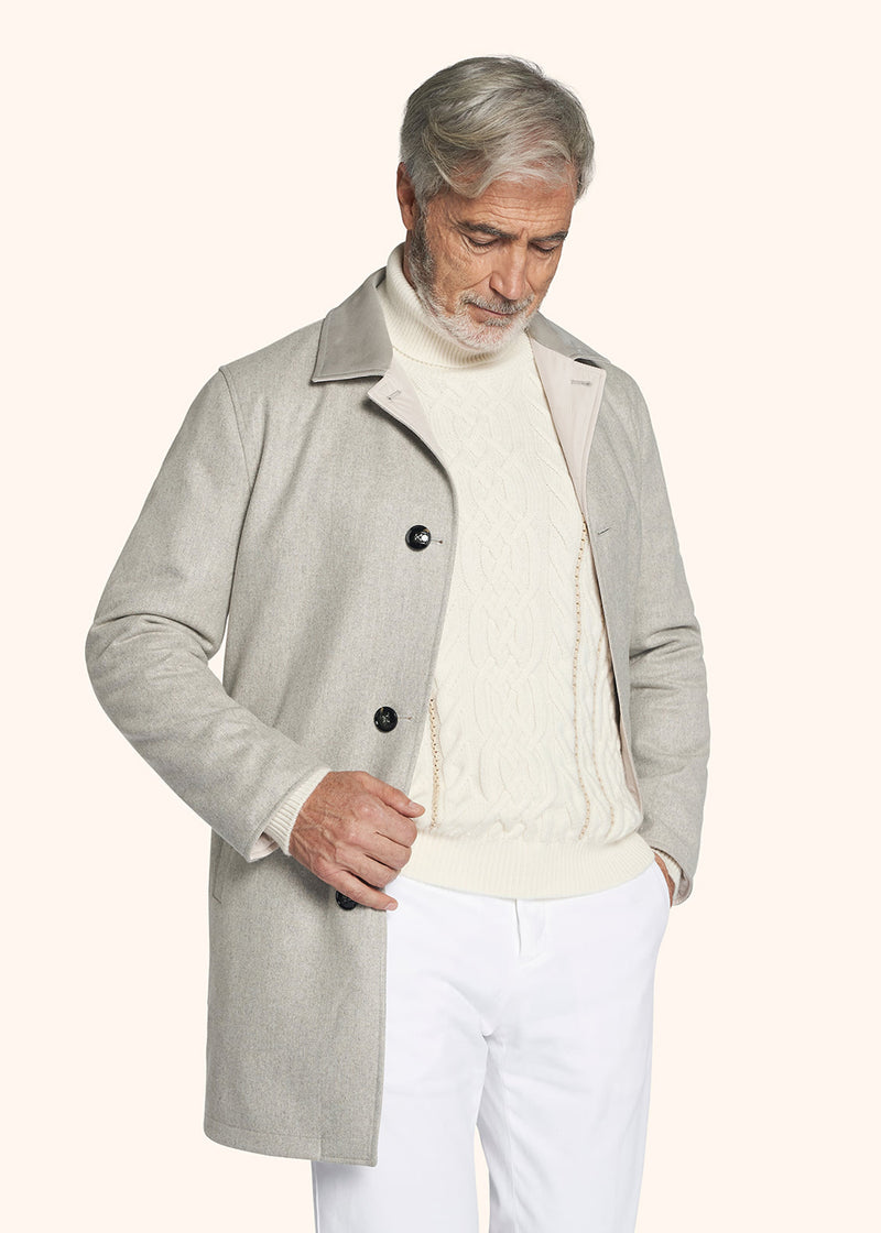 Kiton light grey coat for man, in cashmere 2